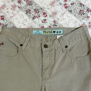 Vintage Y2K Mudd Jeans Khaki Flares Juniors Size 7